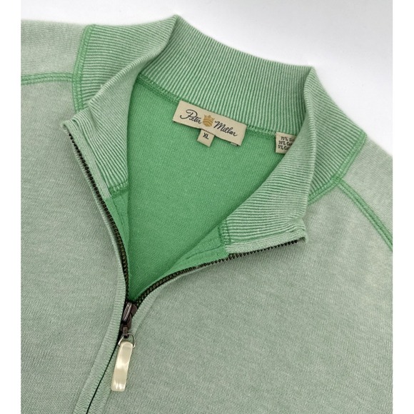 Peter Millar 1/4 Zip Pullover Sweater Men's XL Silk Cashmere Knit Green
